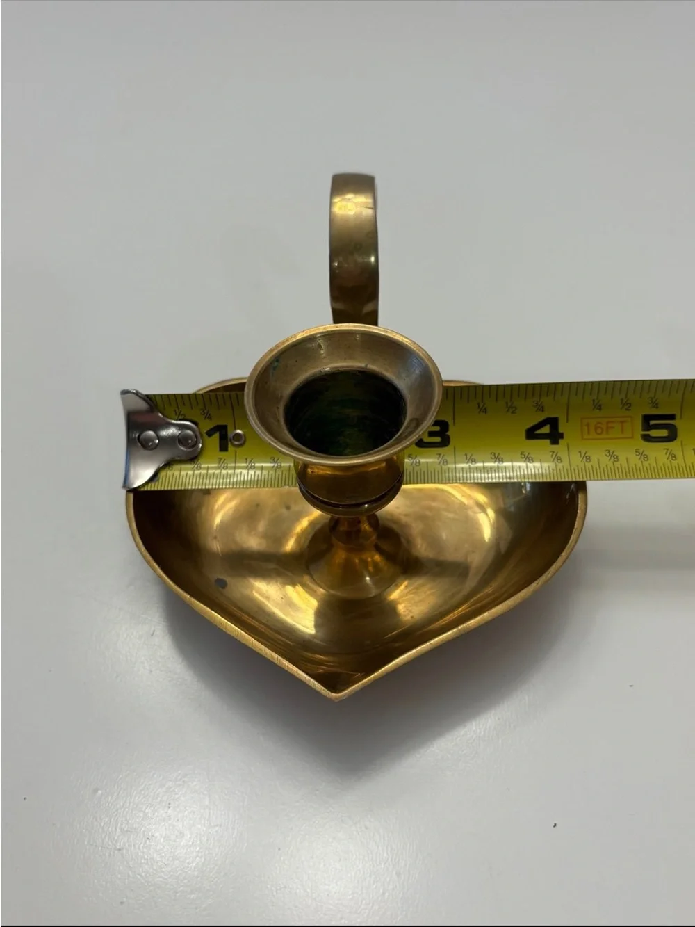 Vintage brass heart shaped candlestick holder